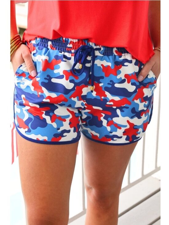 Jess Lea Pants - Red white and Blue Camo Everyday Shorts